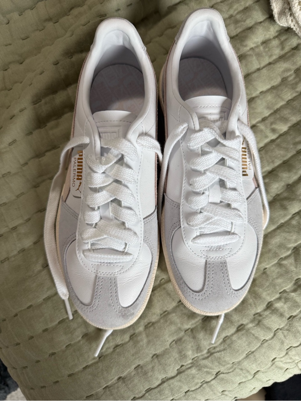 Puma Palermo Women's White Sneakers with Light Gray Accents